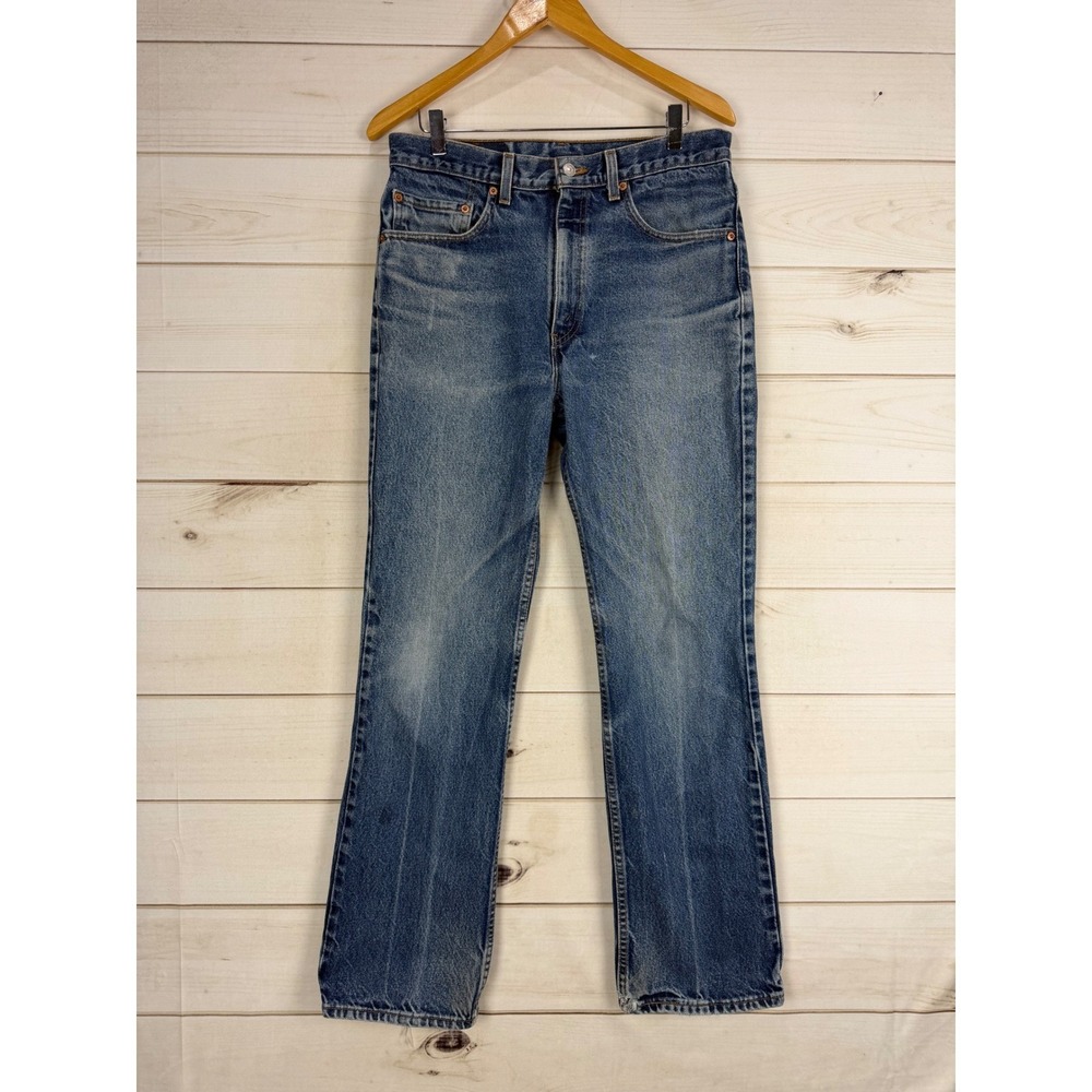Vintage Levis 517 Bootcut Jeans Mens 33x32 Distressed Denim Made in USA